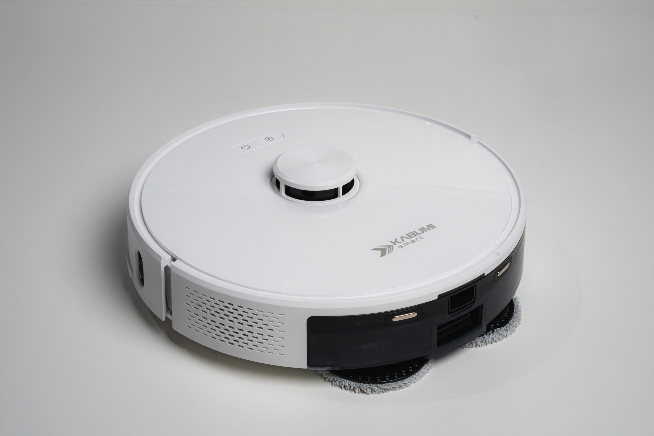 Robô aspirador de pó e passa pano KABUM! smart K1000 - mapeia a laser, 2 mops, até 7000Pa, Alexa/Google, BT, bivolt, cor branco
