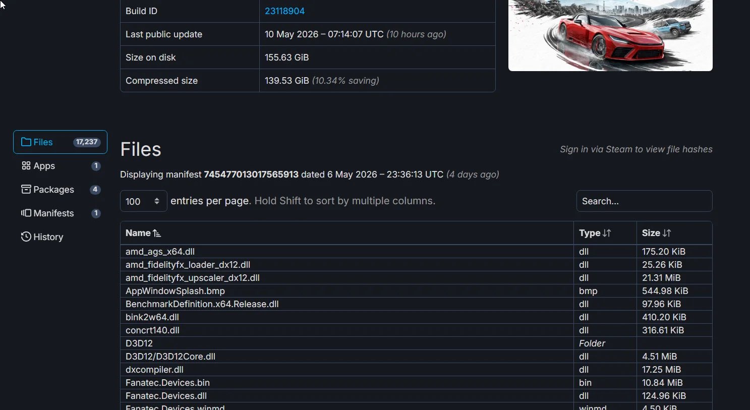arquivos de Forza Horizon 6 vazamento
